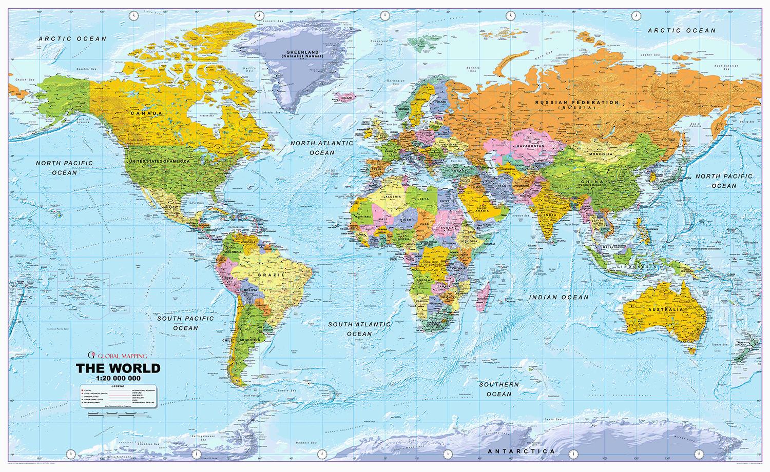 Świat polityczny. Mapa ścienna. Największy mural
