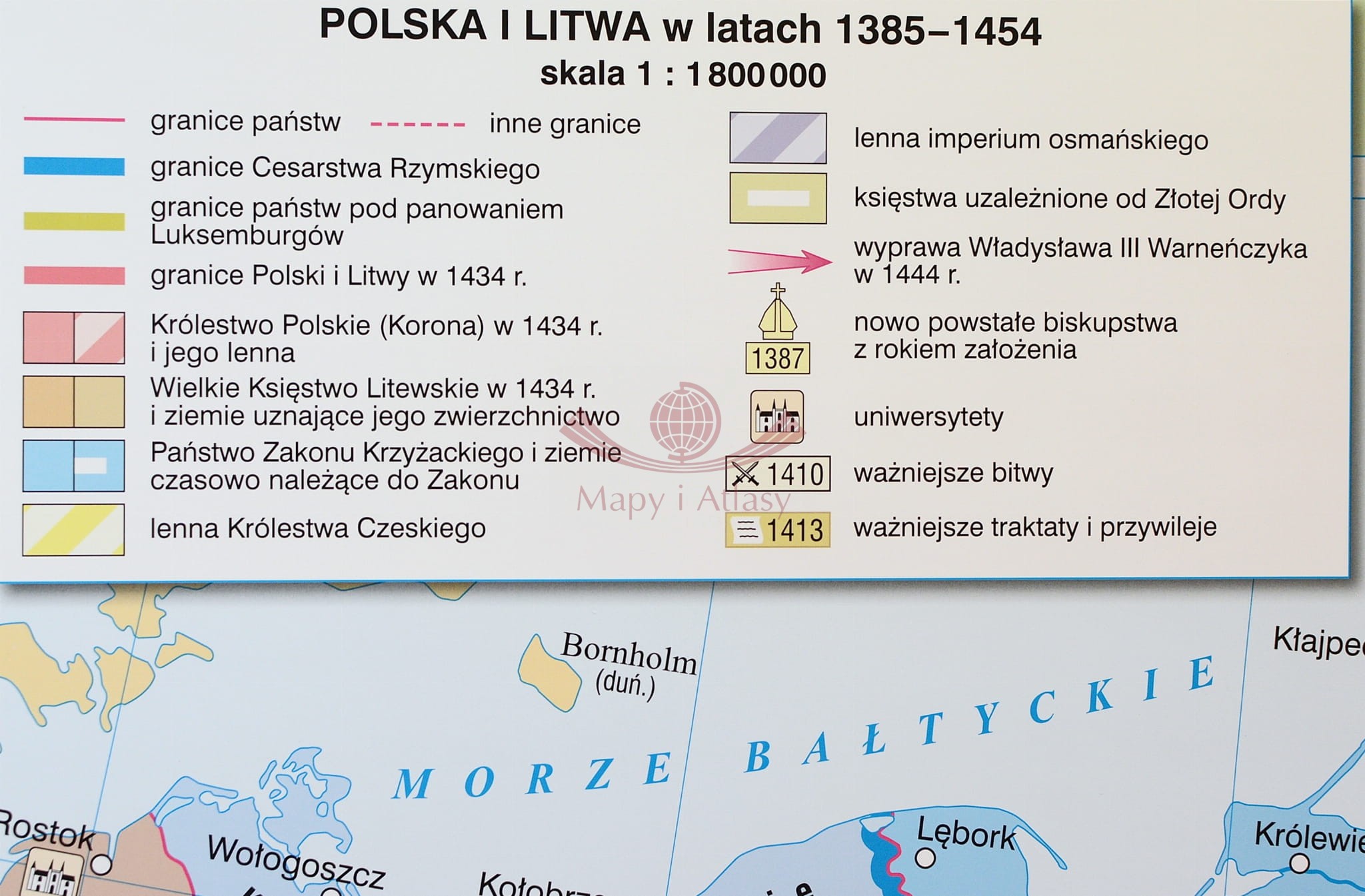 Unia Polski z Litwą / Państwa Jagiellonów. Dwustronna mapa ścienna w