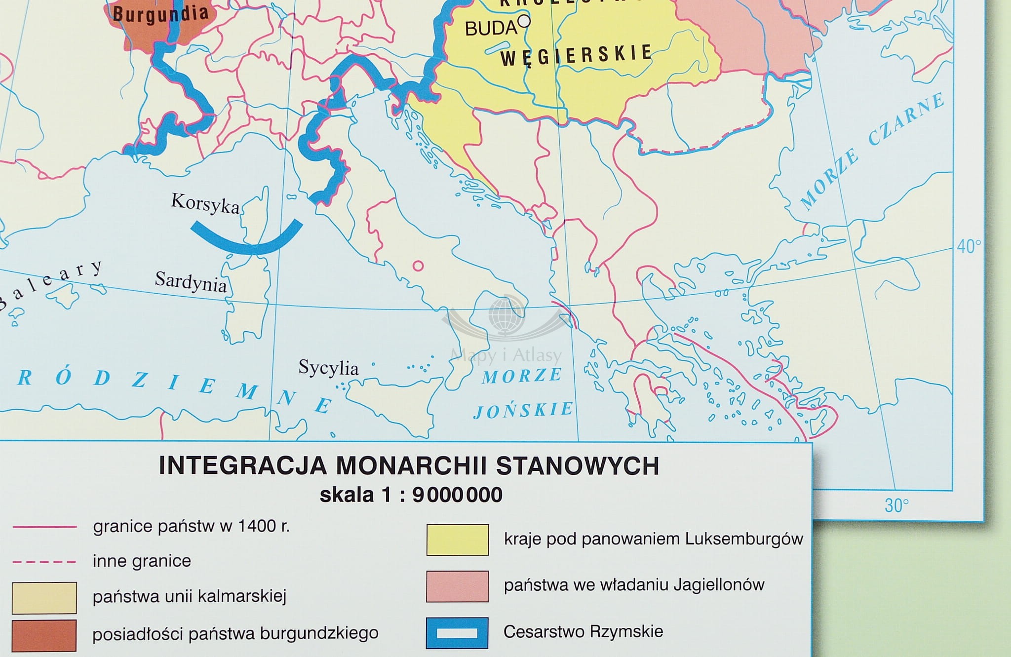 Unia Polski z Litwą / Państwa Jagiellonów. Dwustronna mapa ścienna w