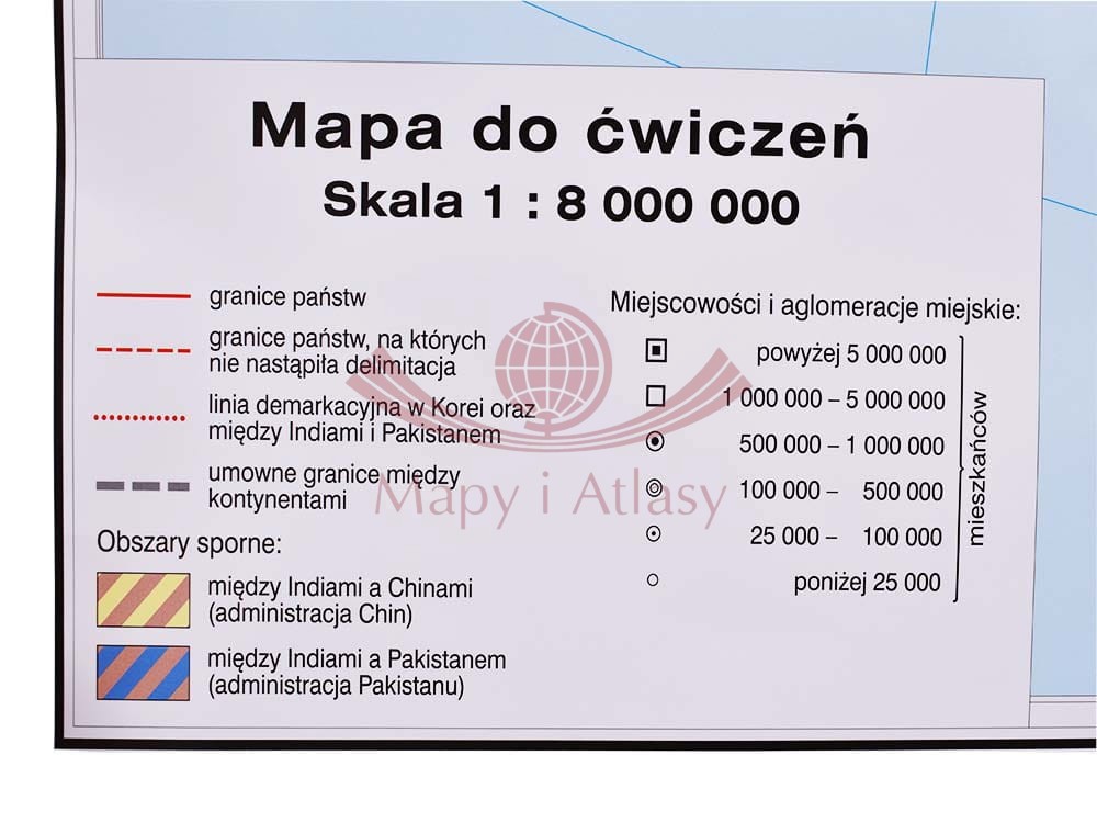 AZJA MAPA ŚCIENNA POLITYCZNA I KONTUROWA NOWA ERA