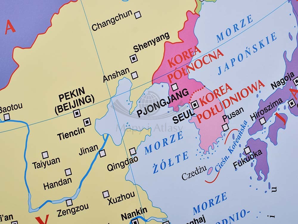 AZJA MAPA ŚCIENNA POLITYCZNA I KONTUROWA NOWA ERA