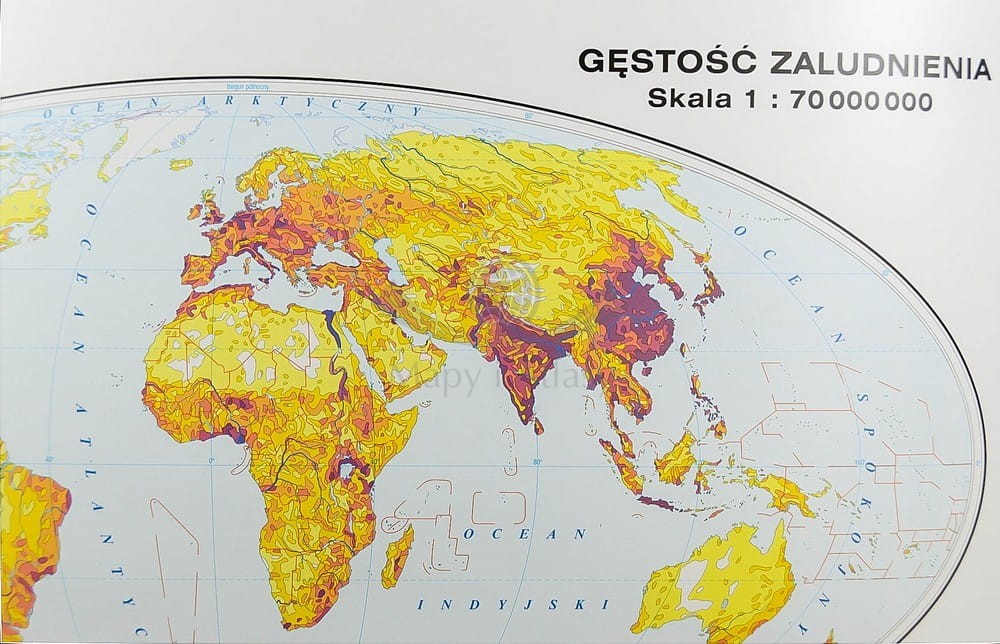 ŚWIAT MAPA ŚCIENNA LUDNOŚCI NOWA ERA