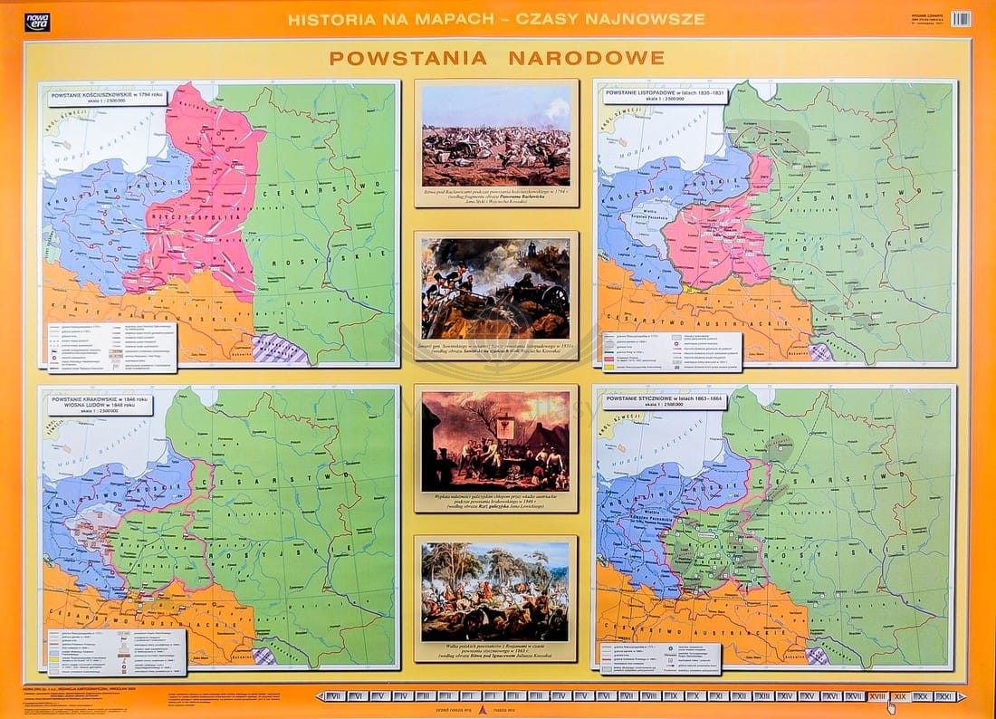 POLSKA POWSTANIA NARODOWE MAPA ŚCIENNA