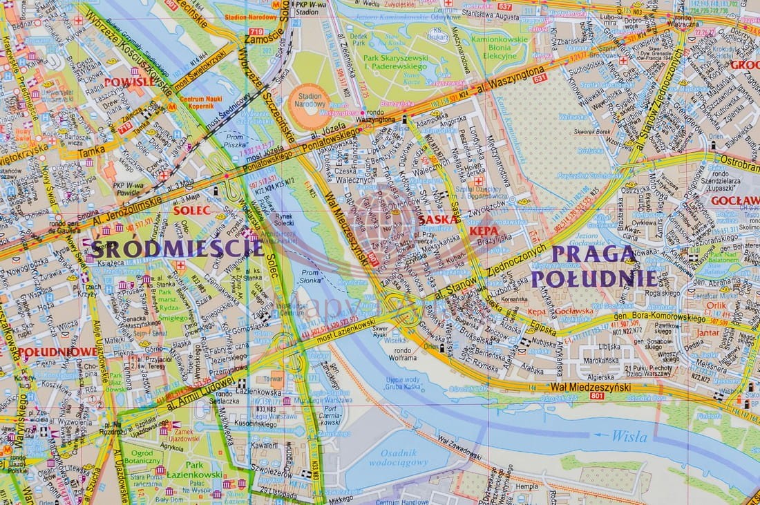 Plan Miasta Warszawy Plan I Mapa Z 18 Dzielnic Warszawy GYGP