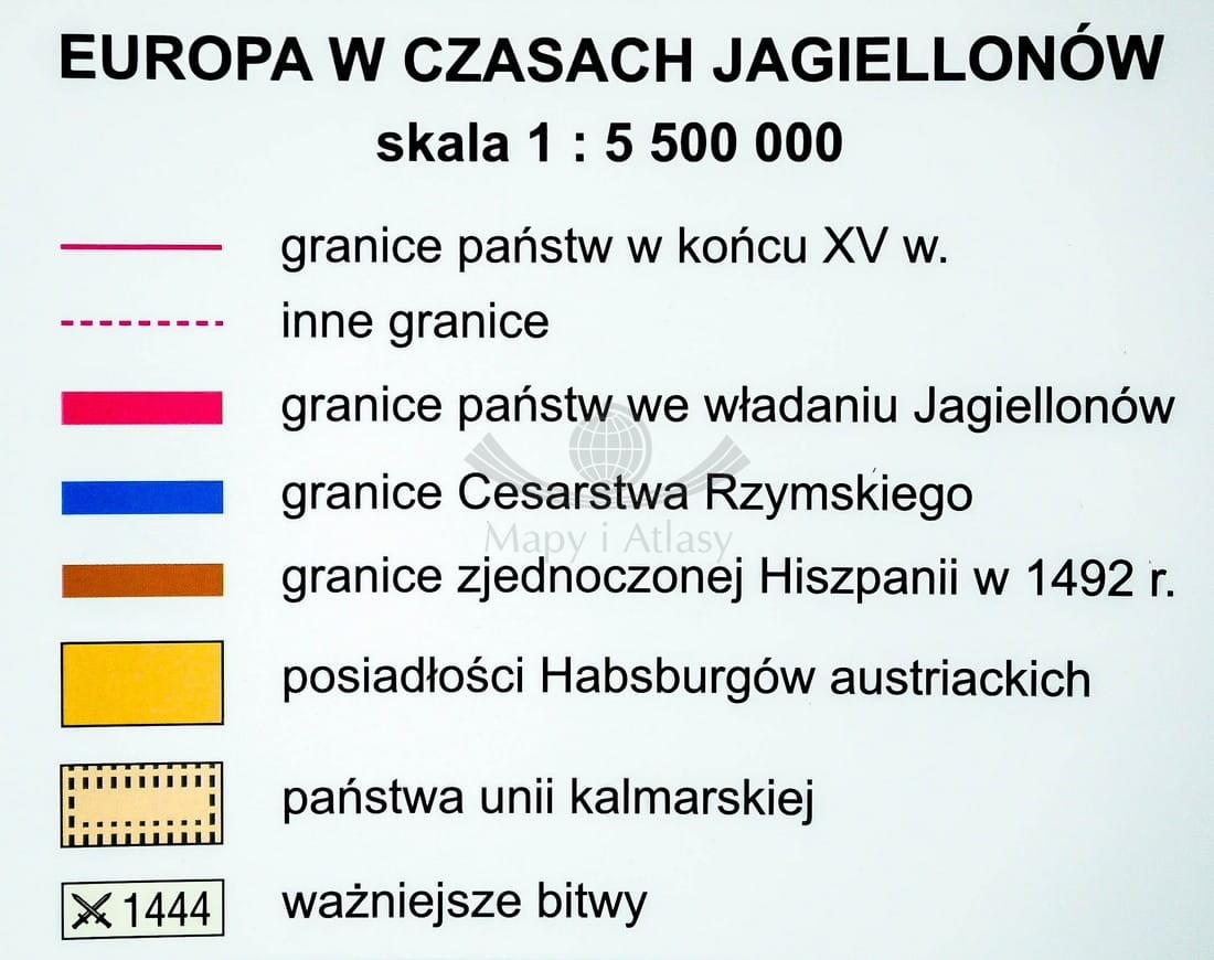 POLSKA I LITWA JAGIELLONÓW MAPA ŚCIENNA SZKOLNA