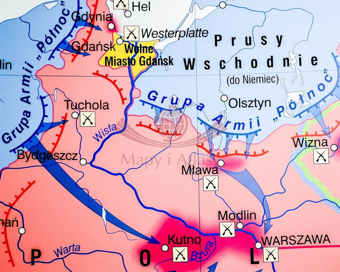 POLSKA I EUROPA PODCZAS II WOJNY MAPA ŚCIENNA