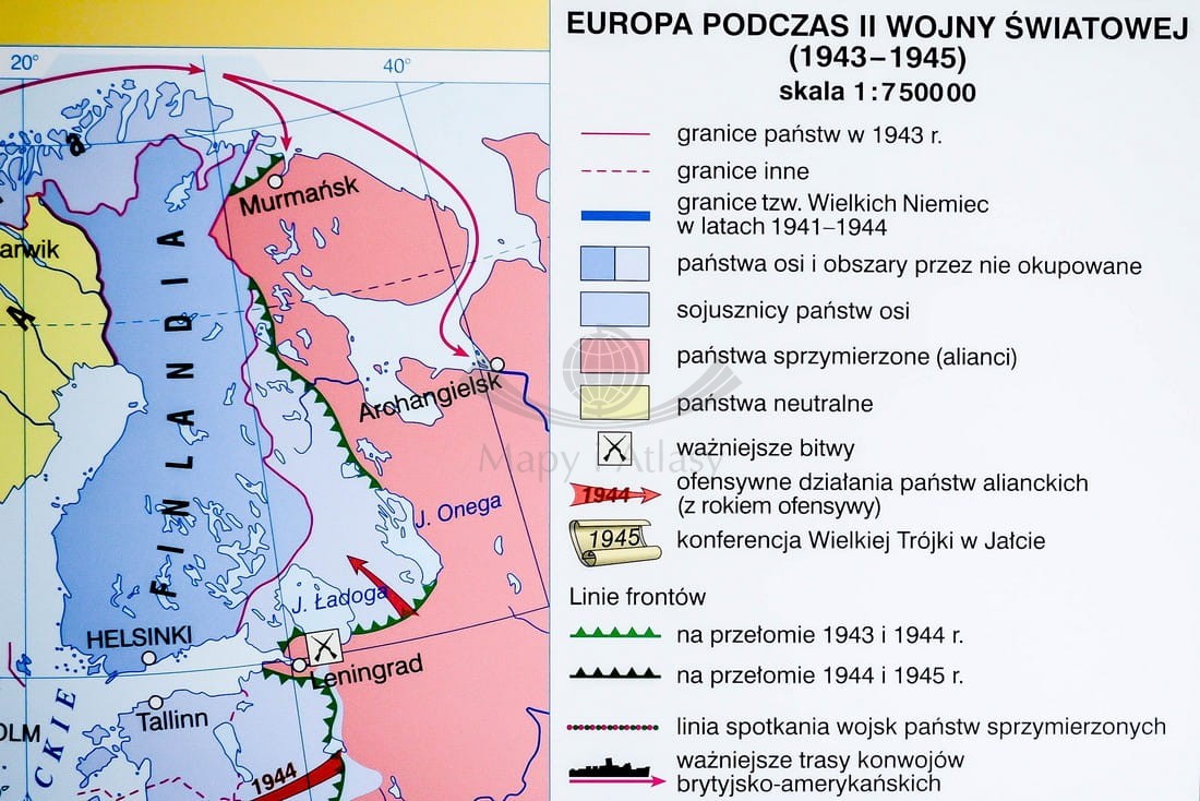 POLSKA I EUROPA PODCZAS II WOJNY MAPA ŚCIENNA