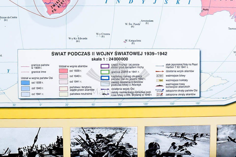 ŚWIAT PODCZAS II WOJNY ŚWIATOWEJ. MAPA ŚCIENNA