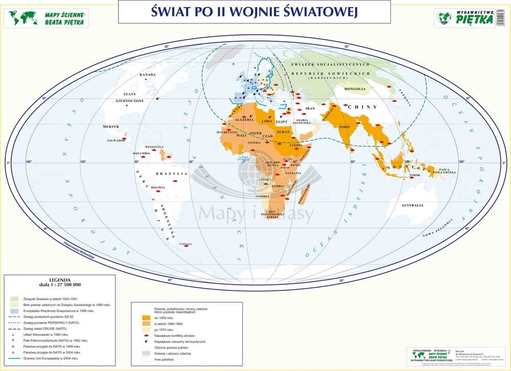 ŚWIAT I EUROPA PO II WOJNIE ŚWIATOWEJ MAPA SZKOLNA