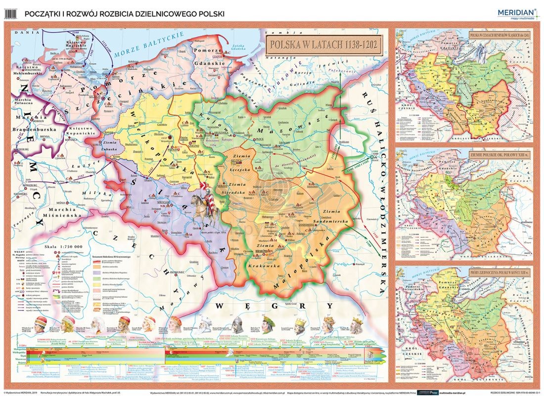 POLSKA ROZBICIE DZIELNICOWE MAPA SZKOLNA NA ŚCIANĘ