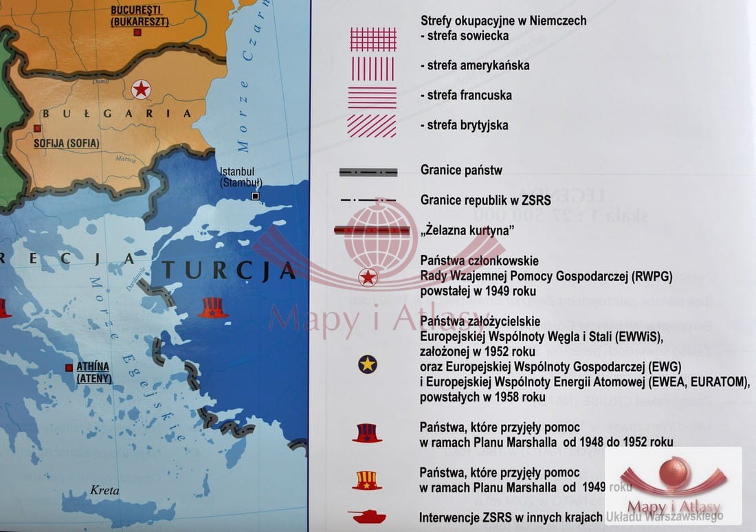 ŚWIAT I EUROPA PO II WOJNIE ŚWIATOWEJ MAPA SZKOLNA