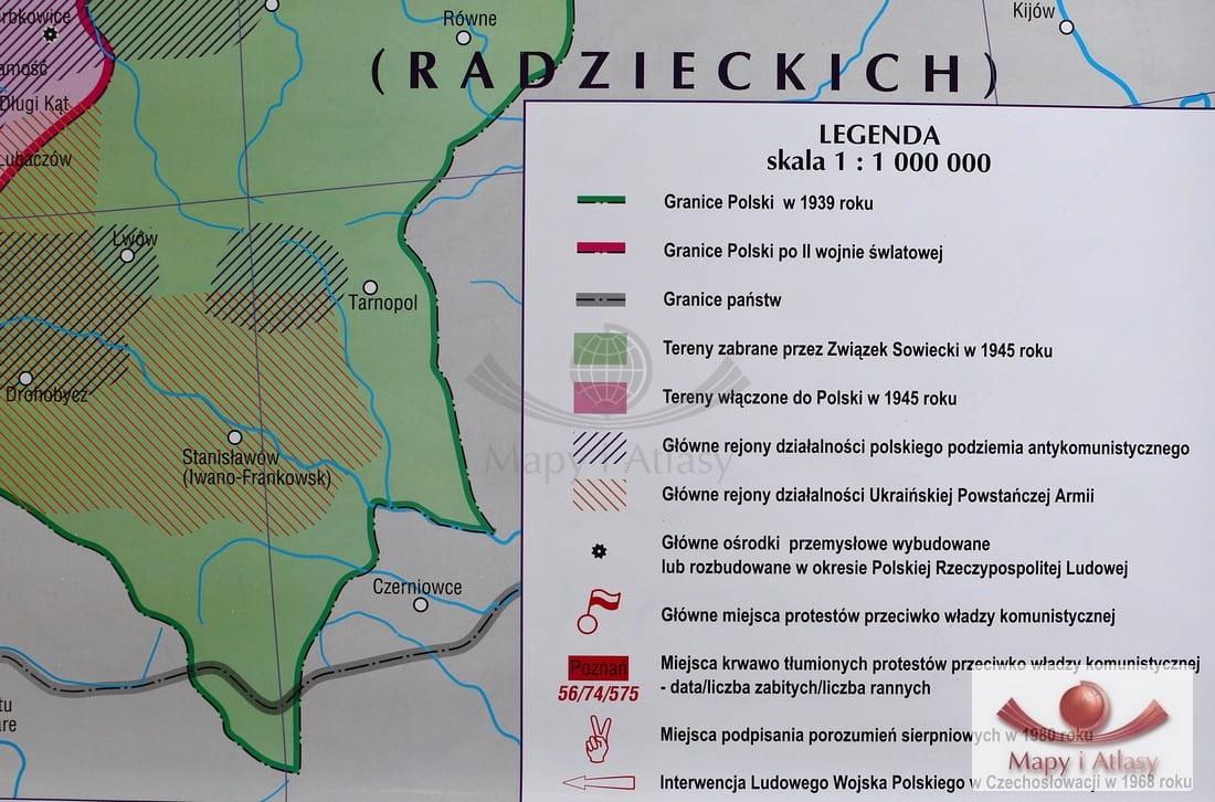 POLSKA PO II WOJNIE ŚWIATOWEJ MAPA SZKOLNA