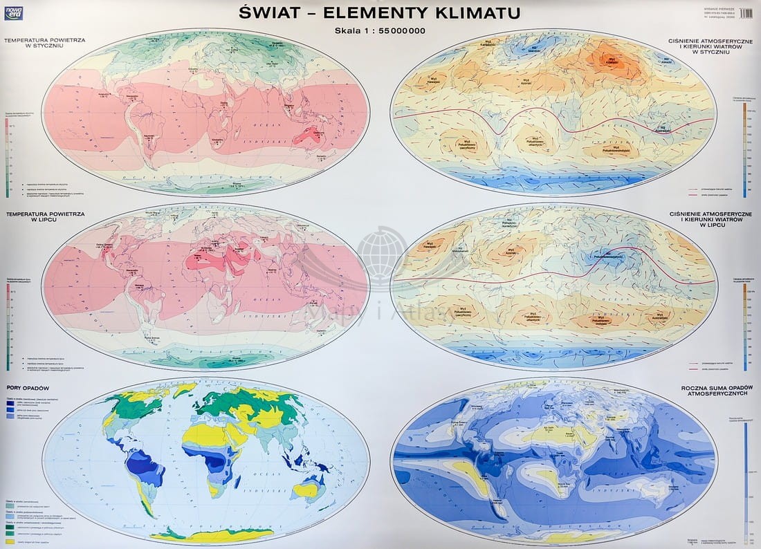 ŚWIAT MAPA ŚCIENNA STREFY KLIMATYCZNE NE