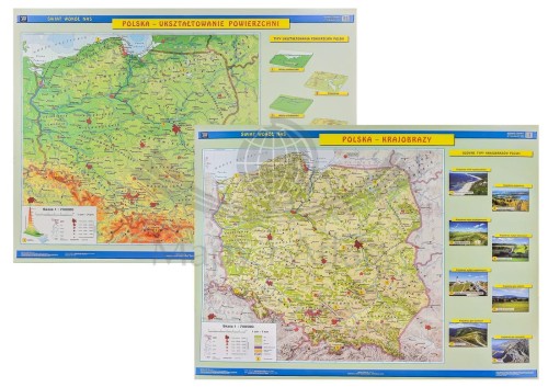 POLSKA MAPA ŚCIENNA FIZYCZNA-KRAJOBRAZY