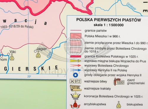 POLSKA PIASTÓW MAPA ŚCIENNA SZKOLNA NOWA ERA