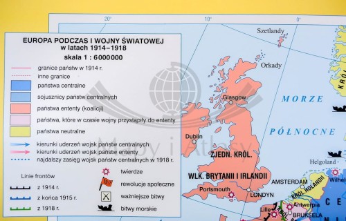 I WOJNA ŚWIATOWA TRAKTAT WERSALSKI MAPA ŚCIENNA