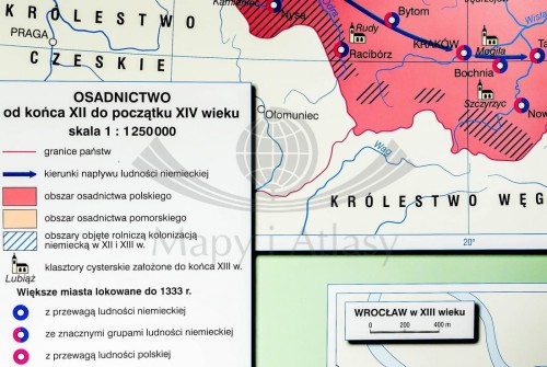 POLSKA KAZIMIERZA WIELKIEGO MAPA ŚCIENNA SZKOLNA