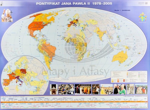 Pontyfikat Jana Pawła II 1978-2005 / Papież Jan Paweł II w Polsce. Mapa