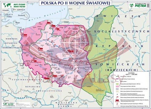 POLSKA PO II WOJNIE WIATOWEJ MAPA SZKOLNA