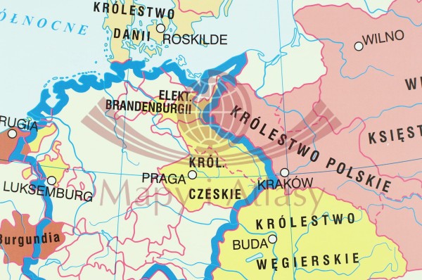 Unia Polski z Litwą / Państwa Jagiellonów. Dwustronna mapa ścienna w
