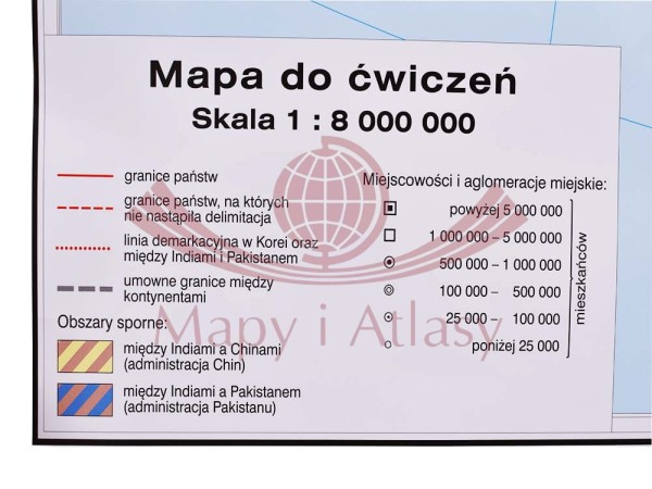 AZJA MAPA ŚCIENNA POLITYCZNA I KONTUROWA NOWA ERA