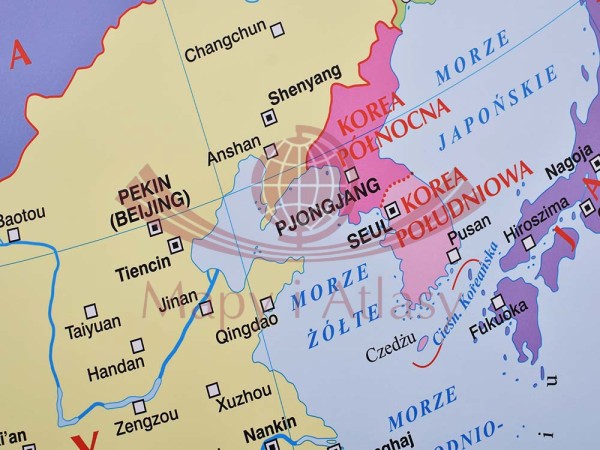 AZJA MAPA ŚCIENNA POLITYCZNA I KONTUROWA NOWA ERA