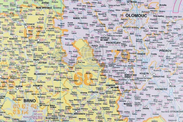 Czech Postcode CZECHY MAPA ŚCIENNA Z KODAMI POCZTOWYMI STIEFEL