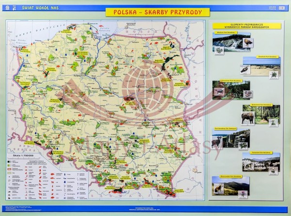 POLSKA MAPA ŚCIENNA SKARBY PRZYRODY I KULTURY