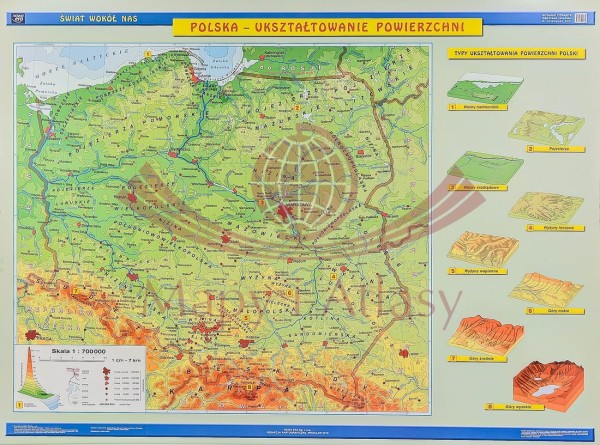 POLSKA MAPA ŚCIENNA FIZYCZNA-KRAJOBRAZY