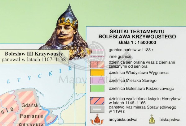 POLSKA PIASTÓW MAPA ŚCIENNA SZKOLNA NOWA ERA