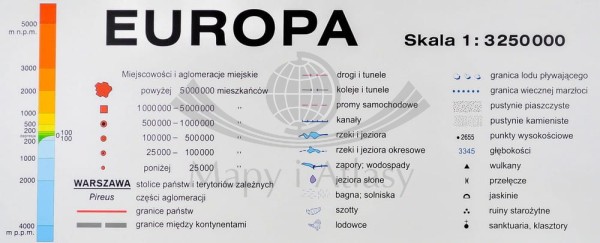EUROPA MAPA OGÓLNOGEOGRAFICZNA MAGNETYCZNA