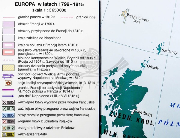 EUROPA NAPOLEOŃSKA MAPA ŚCIENNA SZKOLNA