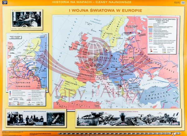 I wojna światowa w Europie / Rewolucja w Rosji. Dwustronna mapa ścienna
