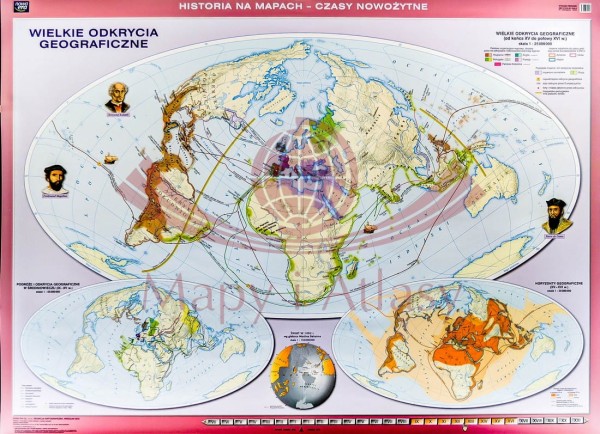 Świat / Wielkie odkrycia geograficzne. Mapa ścienna świata. Nowa Era w