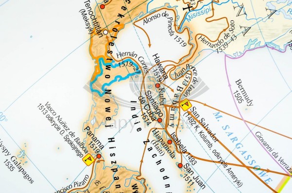 Świat / Wielkie odkrycia geograficzne. Mapa ścienna świata. Nowa Era w