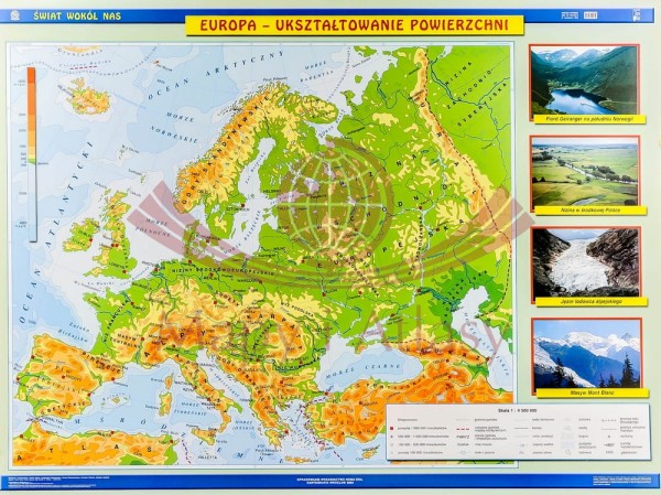 EUROPA MAPA SZKOLNA FIZYCZNA I KRAJOBRAZOWA