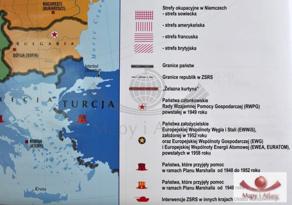 ŚWIAT I EUROPA PO II WOJNIE ŚWIATOWEJ MAPA SZKOLNA