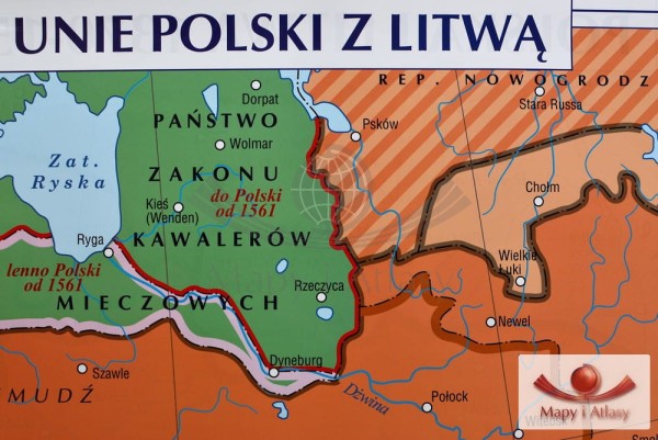 POLSKA I LITWA MAPA ŚCIENNA SZKOLNA HISTORYCZNA
