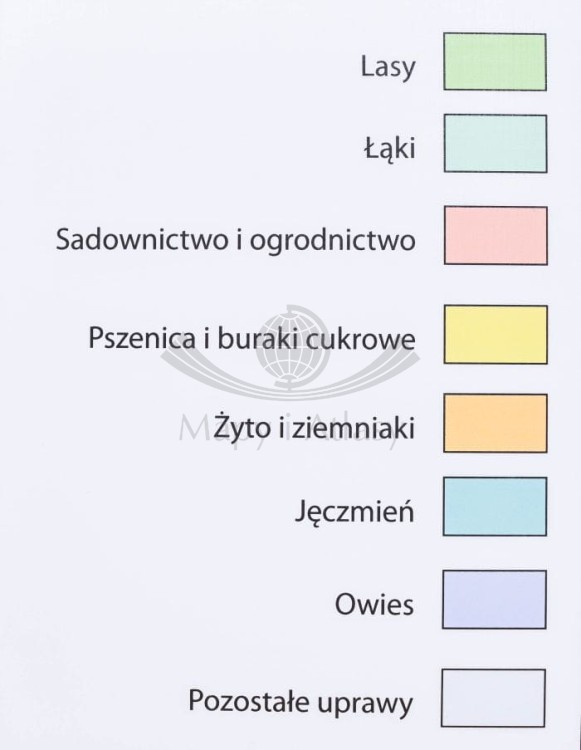 Polska 1:650 000. Rolnictwo w Polsce. Uprawy i struktura użytkowania ziemi. Mapa ścienna wydawnictwa Meridian. Fragment 7