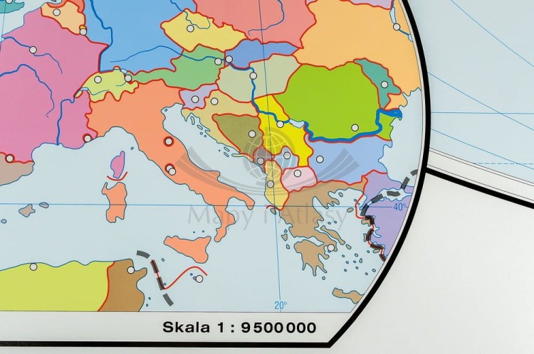 Świat 1:19 000 000. Dwustronna mapa ścienna polityczna / konturowa (do ćwiczeń). Strona konturowa - fragment 4