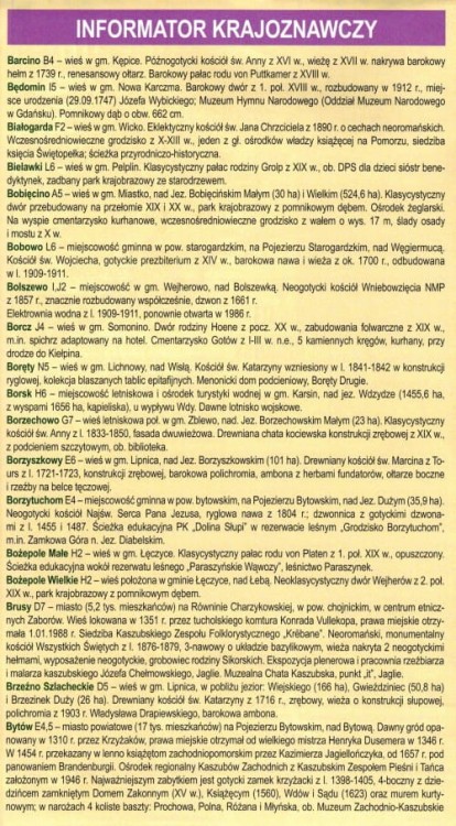 Województwo pomorskie / Pomorze 1:280 000. Laminowana mapa administracyjno-turystyczna wydawnictwa BiK. Informator