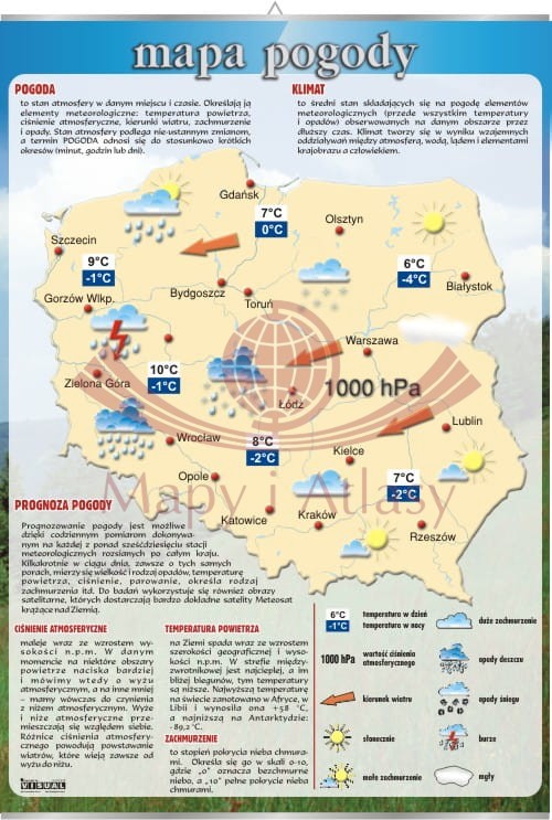 Mapa pogody. Plansza edukacyjna