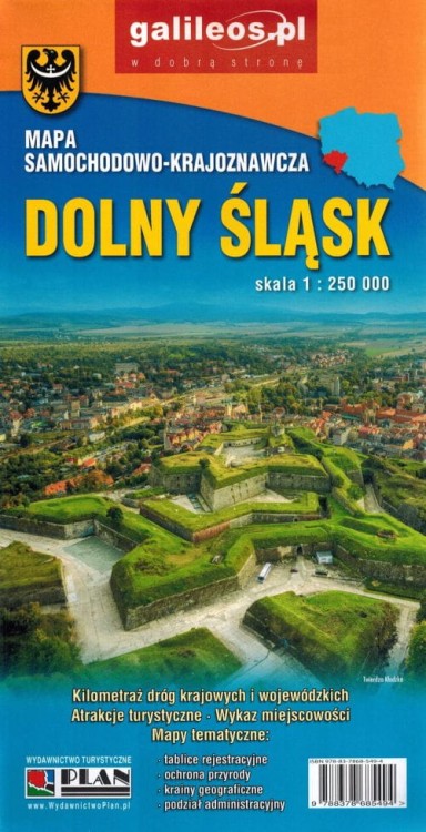 Dolny Śląsk. Mapa samochodowo-krajoznawcza wydawnictwa Galileos. Okładka