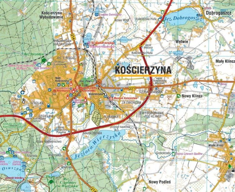 Kaszuby Środkowe 1:55 000. Mapa turystyczna wydawnictwa Compass. Fragment 1