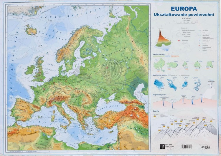 Europa. Mapa polityczna i fizyczna. Podkładka na biurko. Druga strona