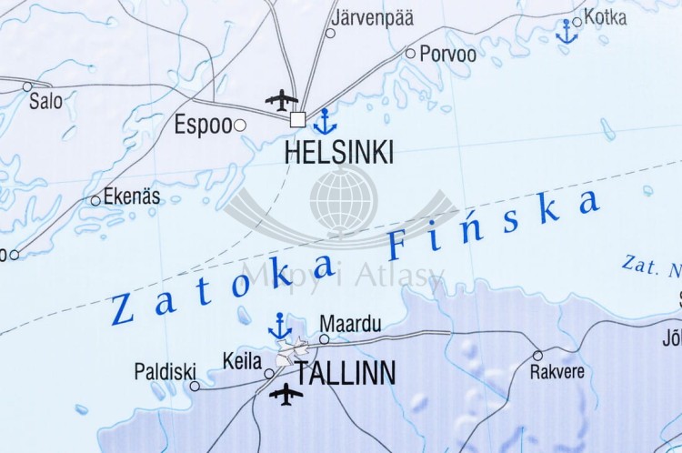 Kraje basenu Morza Bałtyckiego. Mapa ścienna polityczna wydawnictwa Meridian. Fragment 3