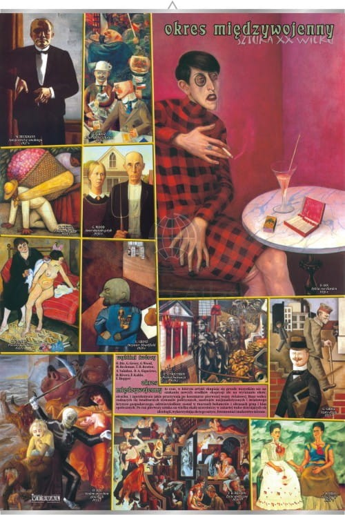 Okres międzywojenny - sztuka XX wieku. Plansza edukacyjna