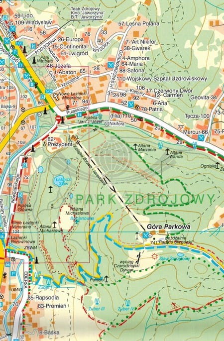 Krynica Zdrój, Muszyna i okolice. Mapa turystyczna wydawnictwa WiT. Plan miasta - fragment