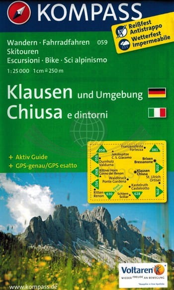 Klausen i okolice / Klausen und Umgebung. Laminowana mapa turystyczna 059. Kompass