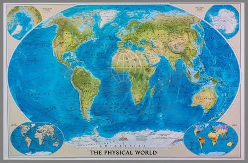 Świat 1:19 463 000. Mapa fizyczna. Wersja magnetyczna. National Geographic